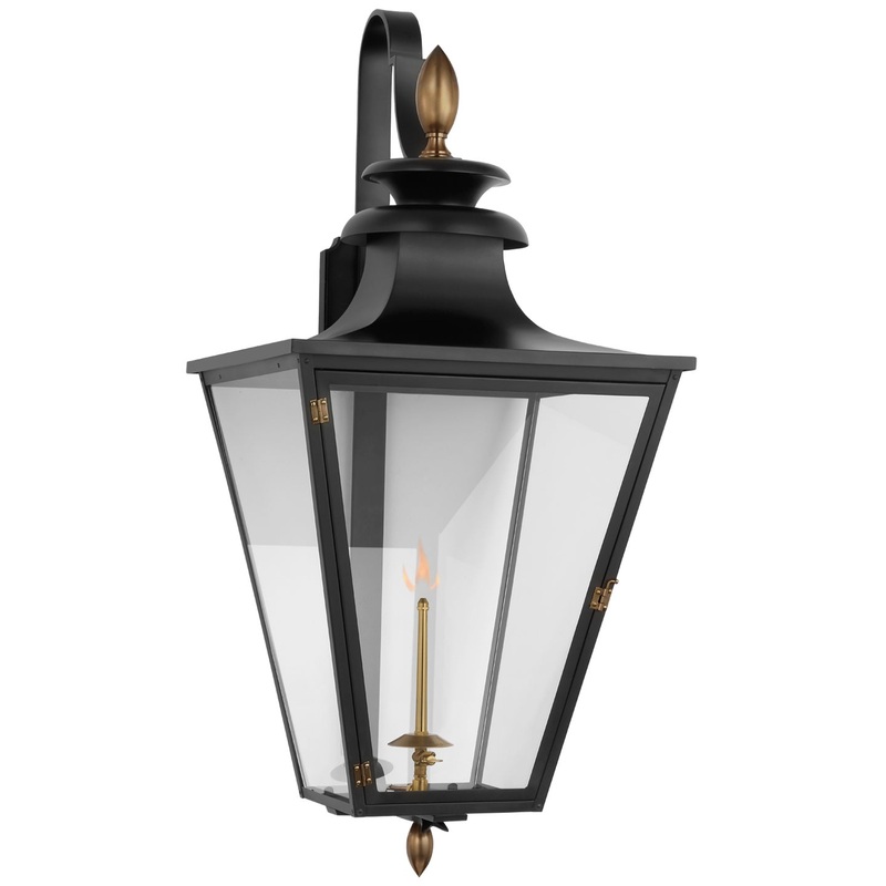 Gas Wall Lantern from the Albermarle Gas Collection in Matte Black And Brass Finish by Visual Comfort Signature