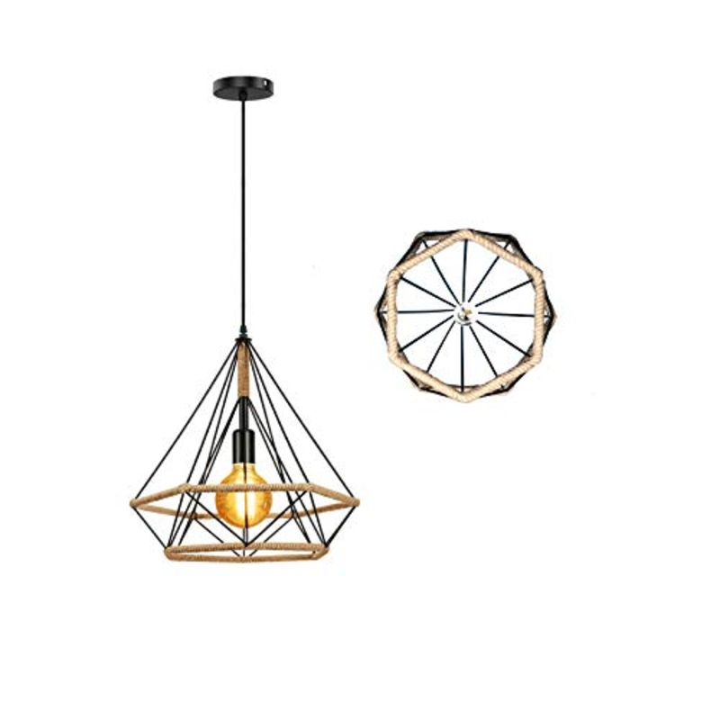 Horevo Lampadario vintage E27 Lampada a Sospensione Industriale, Plafoniera in Metallo Nero con Cavo Regolabile da 80 cm, Edison Lampadari Per la Cucina, Soggiorno, Corridoio (Lampadina Inclusa)