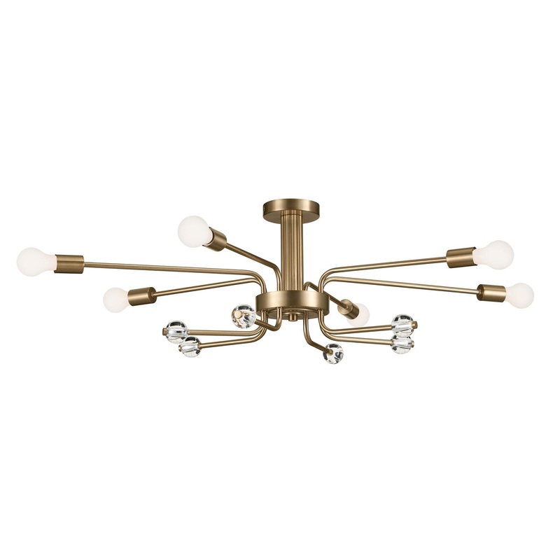 Kichler 52602CPZ Six Light Semi Flush Mount, Champagne Bronze