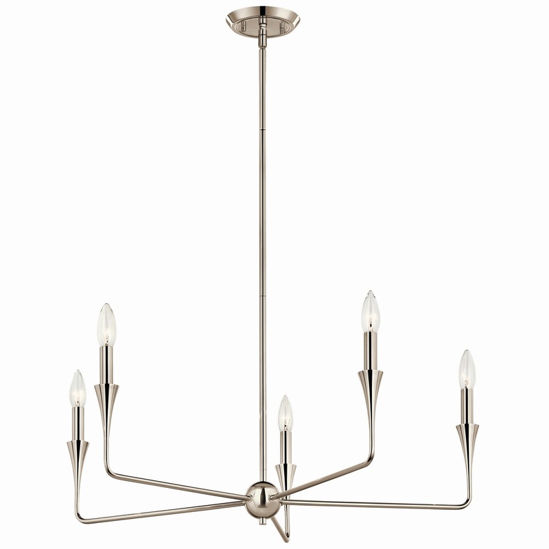 Kichler 52689PN Five Light Chandelier, Polished Nickel