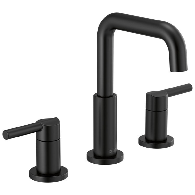 Lavatory Faucet Nicoli Widespread 6-16 Inch Spread 2 Lever ADA WaterSense Matte Black 1.2 Gallons per Minute 8-3/16 Inch