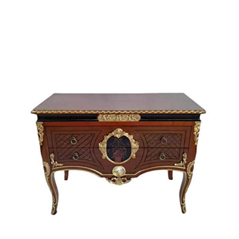 Louises – Cassettiera stile barocco Rokoko, stile antico, colore: Noce con larghezza 114 cm