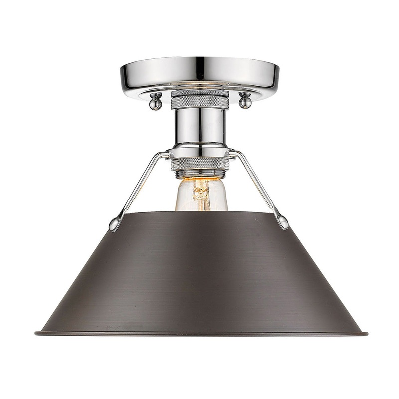 One Light Flush Mount from the Orwell Collection in Chrome Finish by Golden