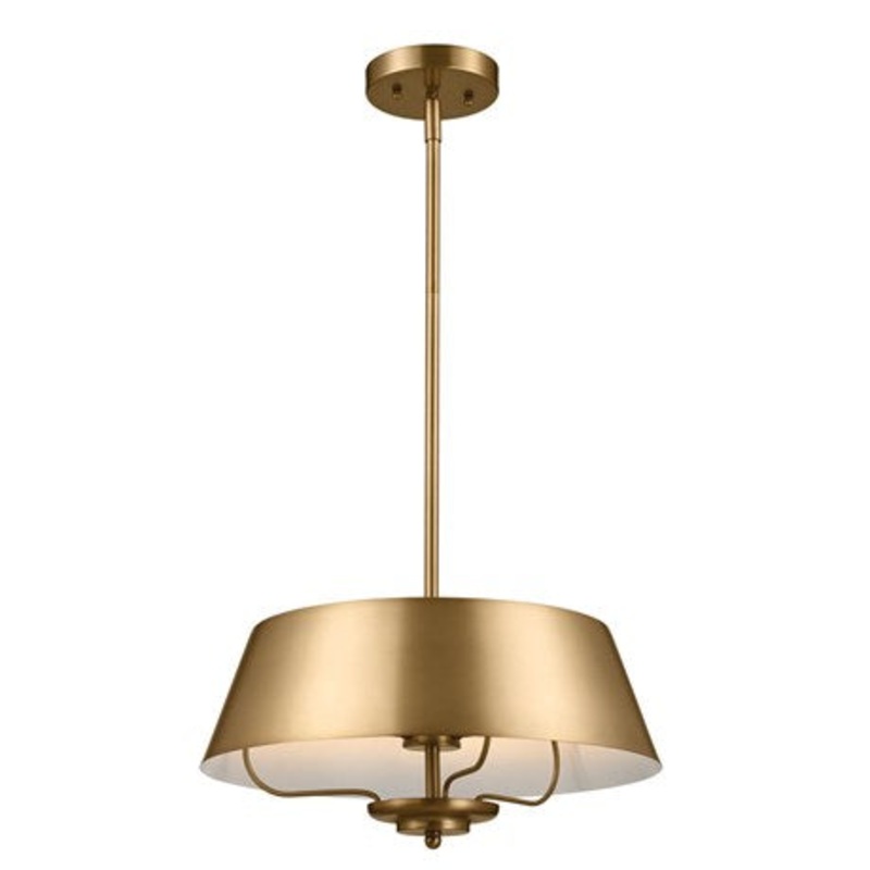 Three Light Pendant/Semi Flush Mount from the Luella Collection in Brushed Natural Brass Finish by Kichler