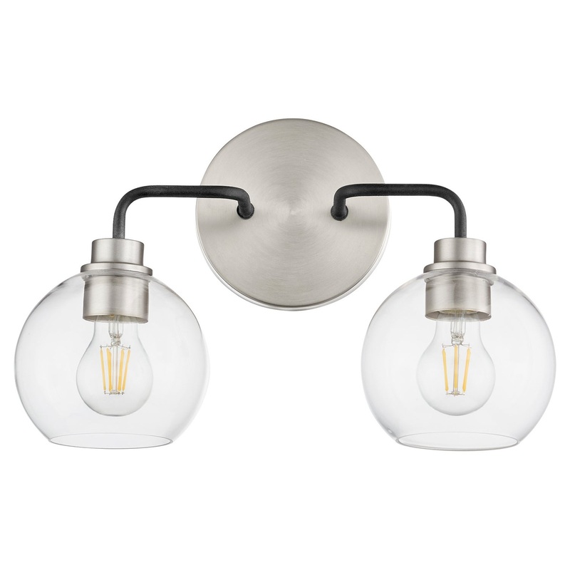 Two Light Vanity from the Clarion Collection in Textured Black w/ Satin Nickel Finish by Quorum