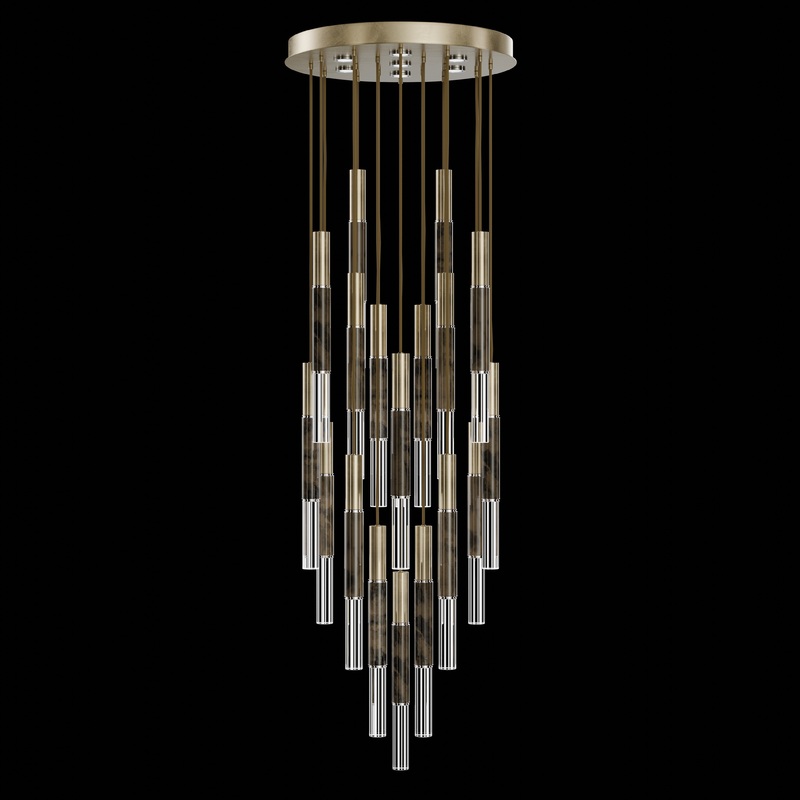 Antonia 31″W Round Pendant Bronze/Brass/Smoke
