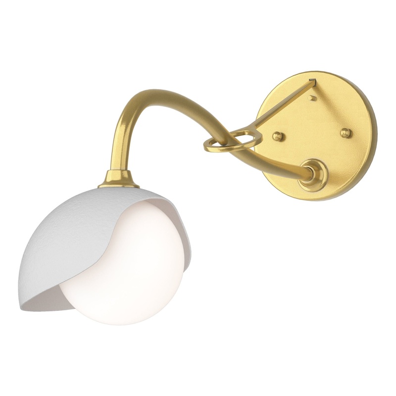 Brooklyn 1-Light Single Shade Long-Arm Sconce Modern Brass White