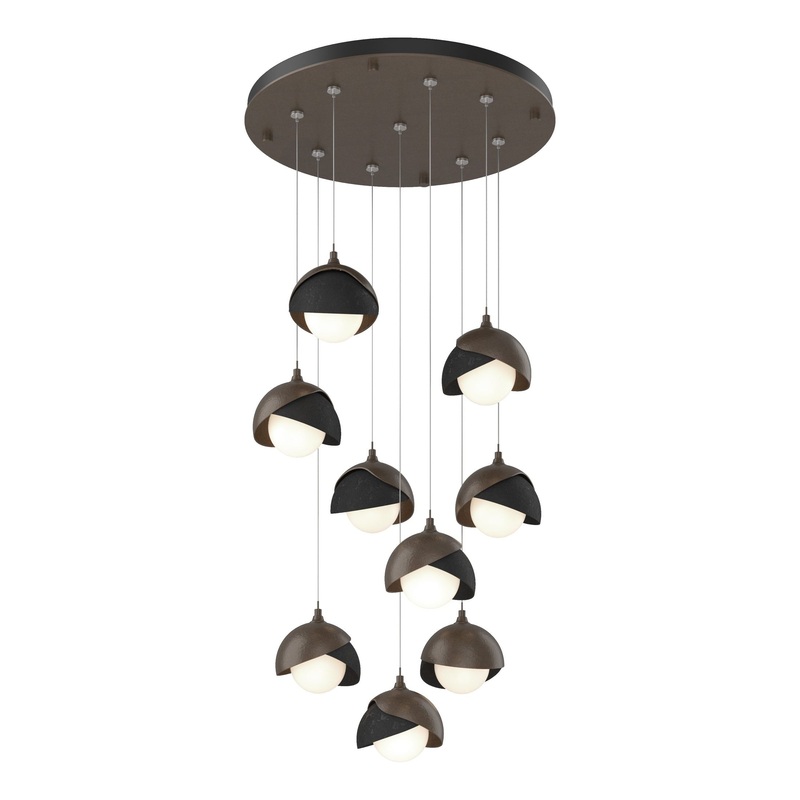 Brooklyn 9-Light Double Shade Pendant Bronze Black