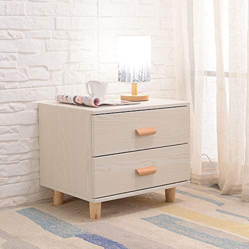 Heqianqian, comodino per camera da letto, semplice, armadietto economico, comodino 40 x 43 x 50 cm, facile installazione, Legno, Bianco crema, taglia unica