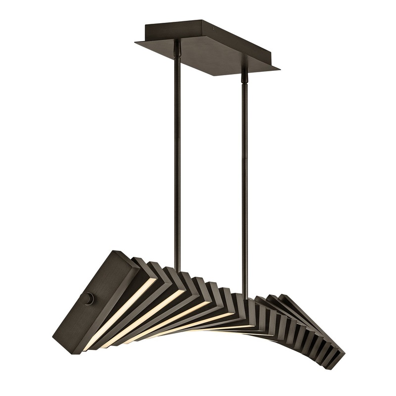 LED Linear Chandelier from the Stitch Collection in Black Oxide Finish by Fredrick Ramond