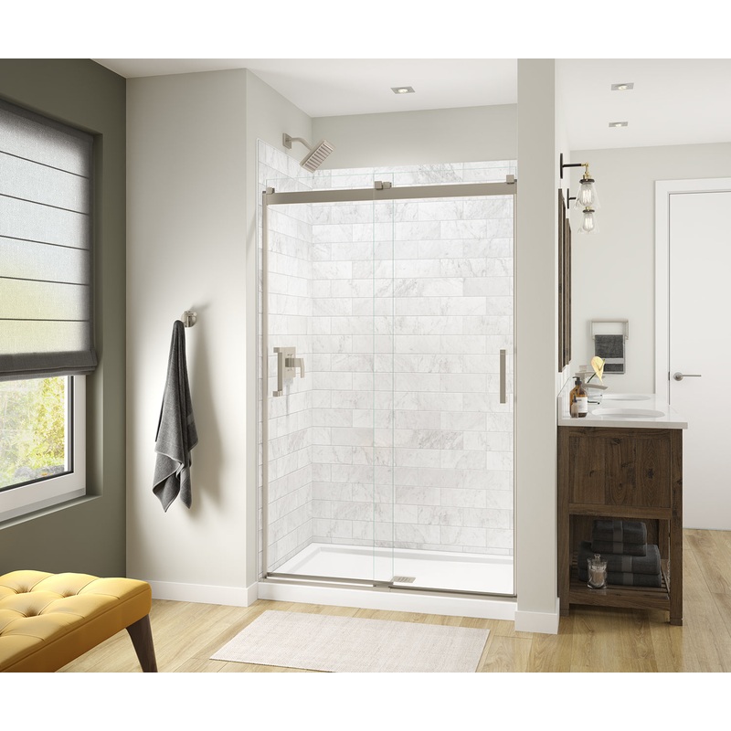 MAAX 135690-900-305-000 Revelation Square 44-47 x 70 -73 in. 6 mm Bypass Shower Door for Alcove Installation with Clear glass in Brushed Nickel