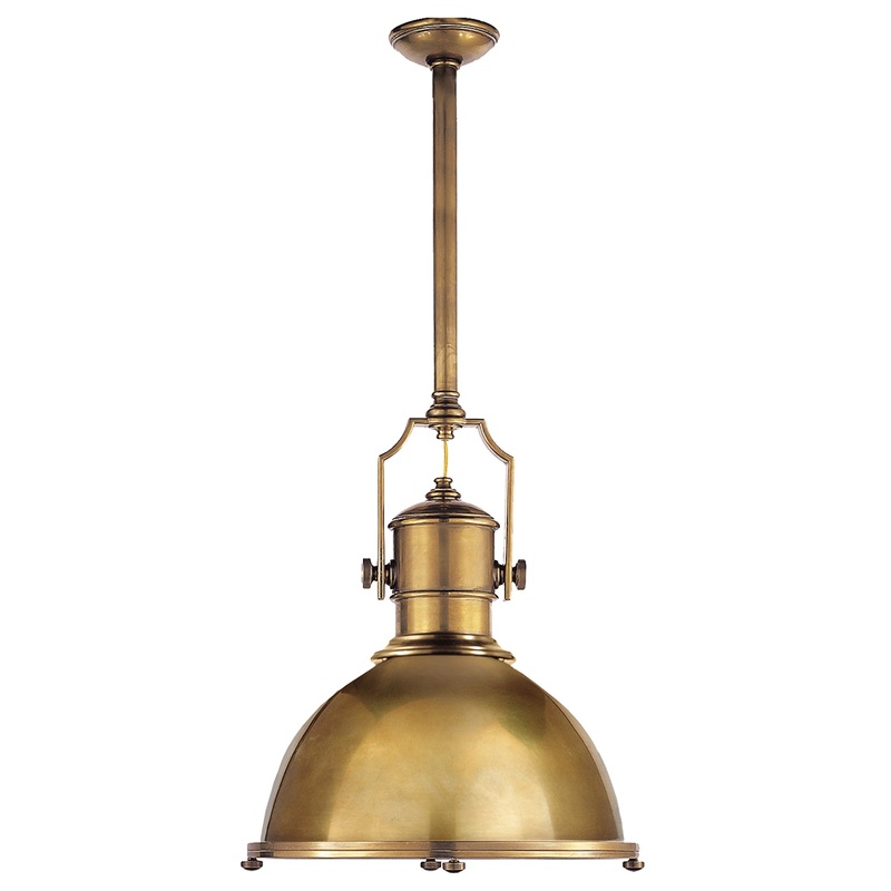 One Light Pendant from the Country Industrial Collection in Antique-Burnished Brass Finish by Visual Comfort Signature