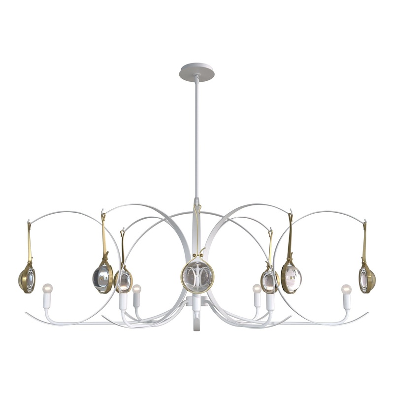 Optic 8-Light Oval Pendant White Modern Brass