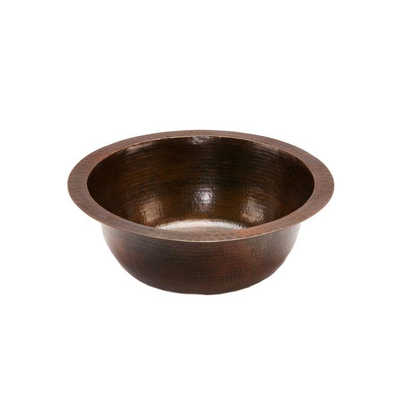 Premier Copper Products BR14DB2 14″ Round Hammered Copper Bar Sink W/ 2″ Drain Size Oil Rubbed Bronze
