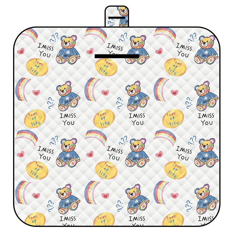 Rainbow Bear Thick Waterproof Foldable Picnic Mat – 150x200cm for Camping & Beach