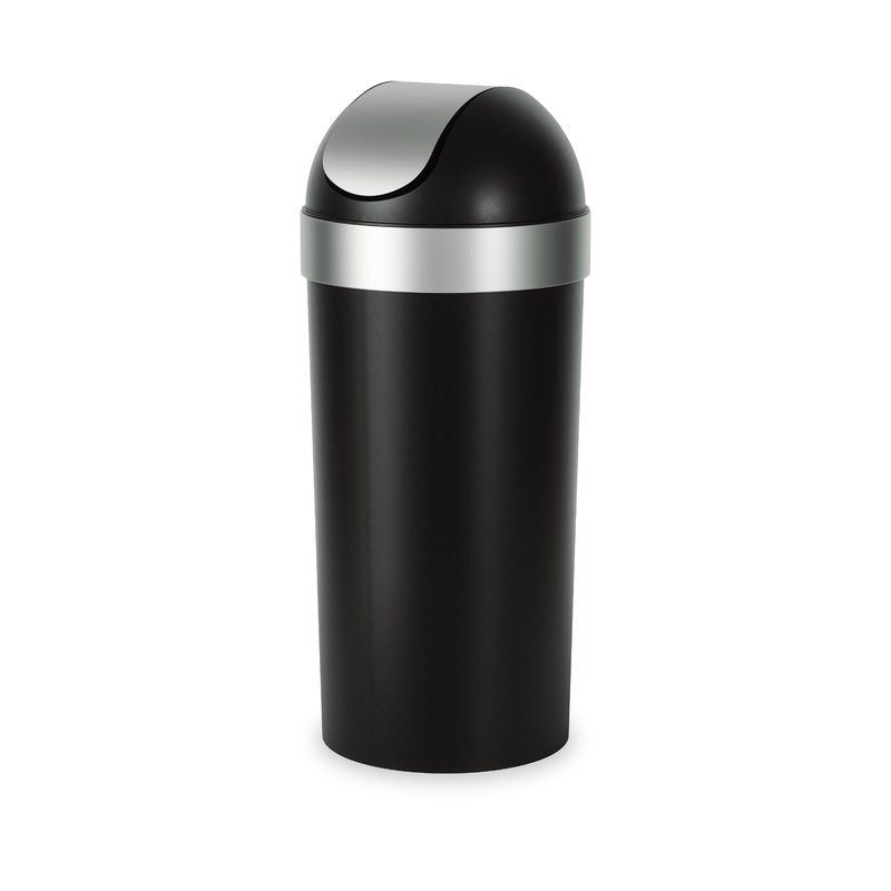 Venti 16-Gallon (62L) Trash Can with Swing Top Lid Black/Nickel