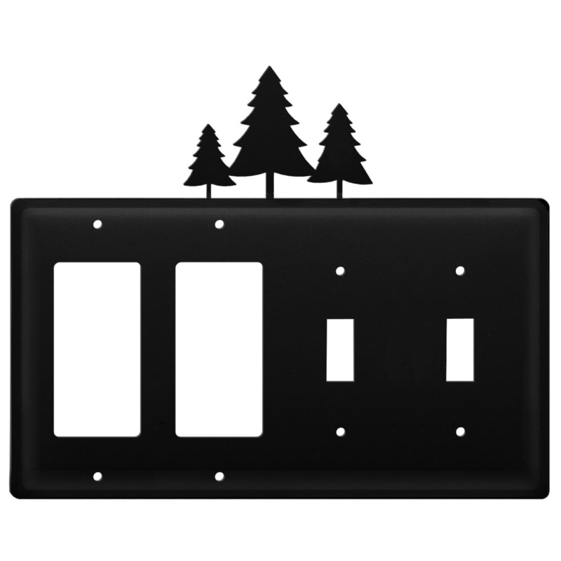 Village Wrought Iron EGGSS-20 Quad Pine Trees Double GFI and Double Switch Cover CUSTOM Product