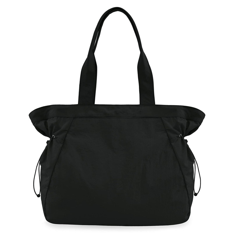 Water-Resistant Tote Bag with Drawstring Side-Cinch and Snap Closure – 18L Capacity Black