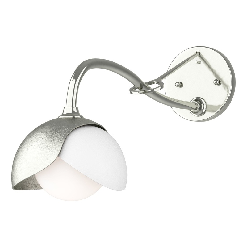Brooklyn 1-Light Double Shade Long-Arm Sconce Sterling White