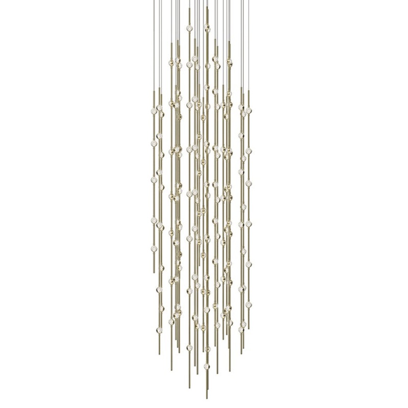 Constellation Andromeda 25″ Round LED Pendant Satin Brass with Clear Faceted Acrylic 2700K 10′ Adjustable Cord