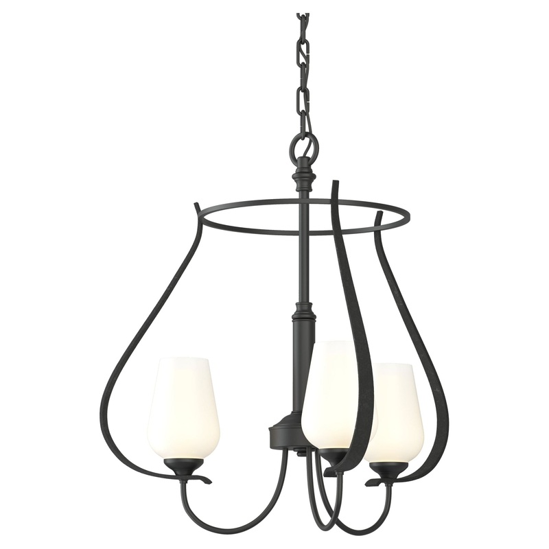 Flora 3-Arm Chandelier Black Opal Glass (GG)