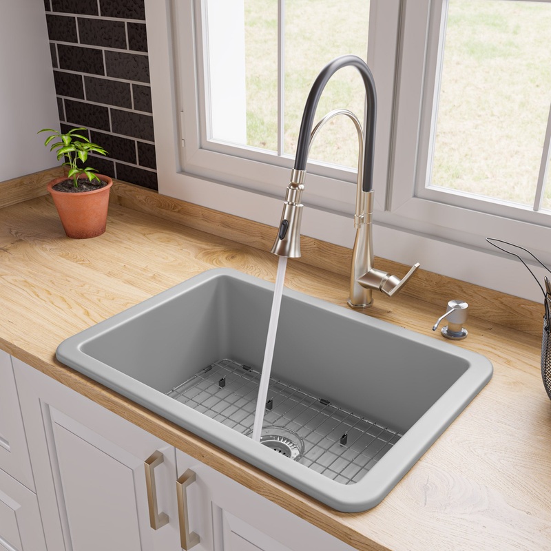 Gray Matte 27″ x 18″ Fireclay Undermount / Drop In Firelcay Kitchen Sink