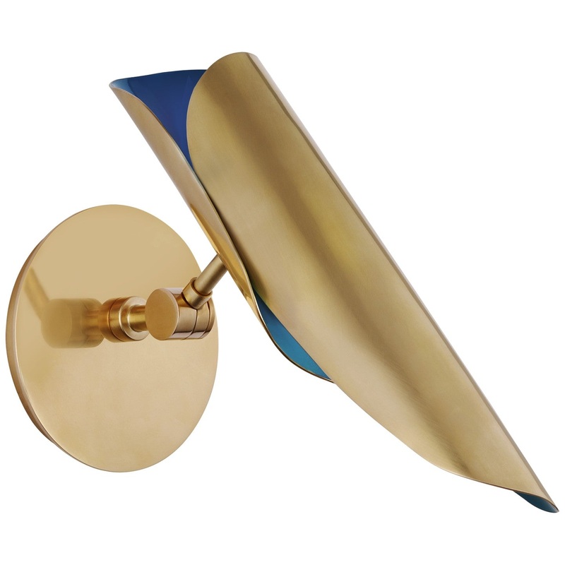 LED Wall Sconce from the Flore Collection in Soft Brass And Riviera Blue Finish by Visual Comfort Signature