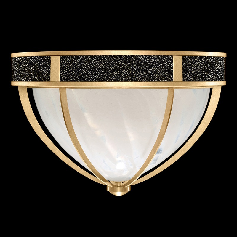 Mirage 18.75″W Round Flush Mount Gold Leaf/Brass/Black Knight