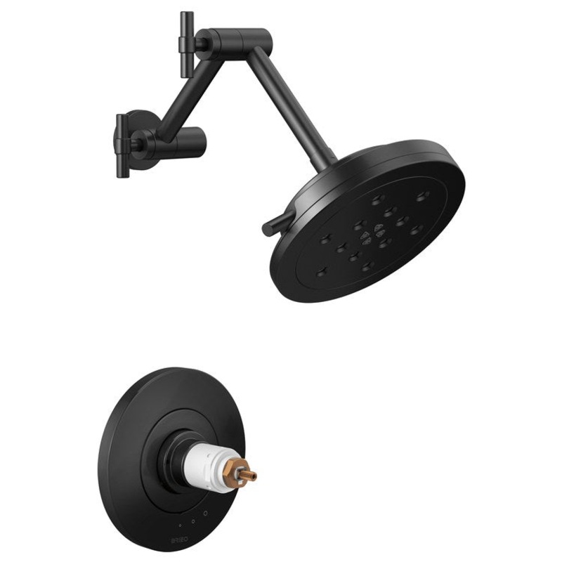 Shower Trim Litze TempAssure Thermostatic Less Handle Matte Black WaterSense ADA 9.4 Gallons per Minute 4 Function Round