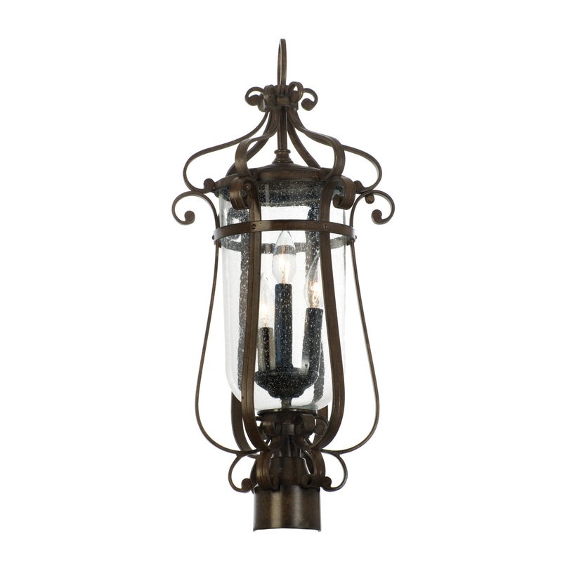 Three Light Outdoor Post – Pier Mount from the Hartford Outdoor Collection in Burnished Bronze Finish by Kalco