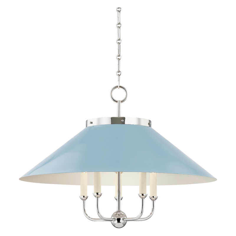 Clivedon 5-Light Chandelier Polished Nickel/Blue Bird