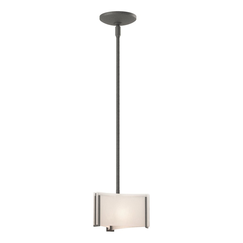 Exos Delta Mini Pendant Natural Iron White Art Glass (BB)