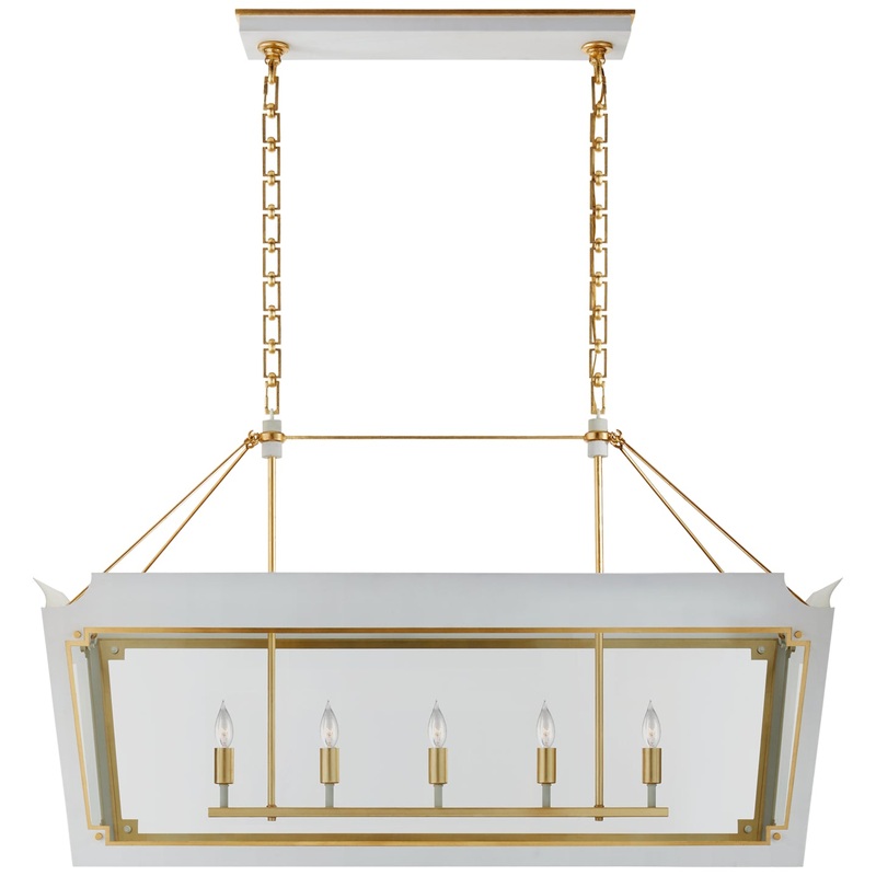 Five Light Linear Lantern from the Caddo Collection in Soft White And Gild Finish by Visual Comfort Signature