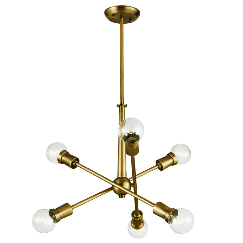 Kichler 43095NBR Six Light Chandelier, Natural Brass