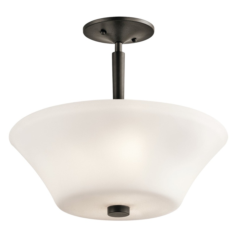 Kichler 43669OZ Three Light Semi Flush Mount, Olde Bronze