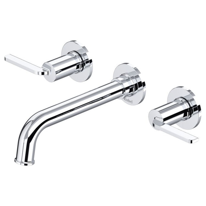 Lavatory Faucet Authentica 8 Inch Spread 2 Lever ADA Watersense Chrome 1.2 Gallons per Minute Wall Mount Less Drain 3 Hole