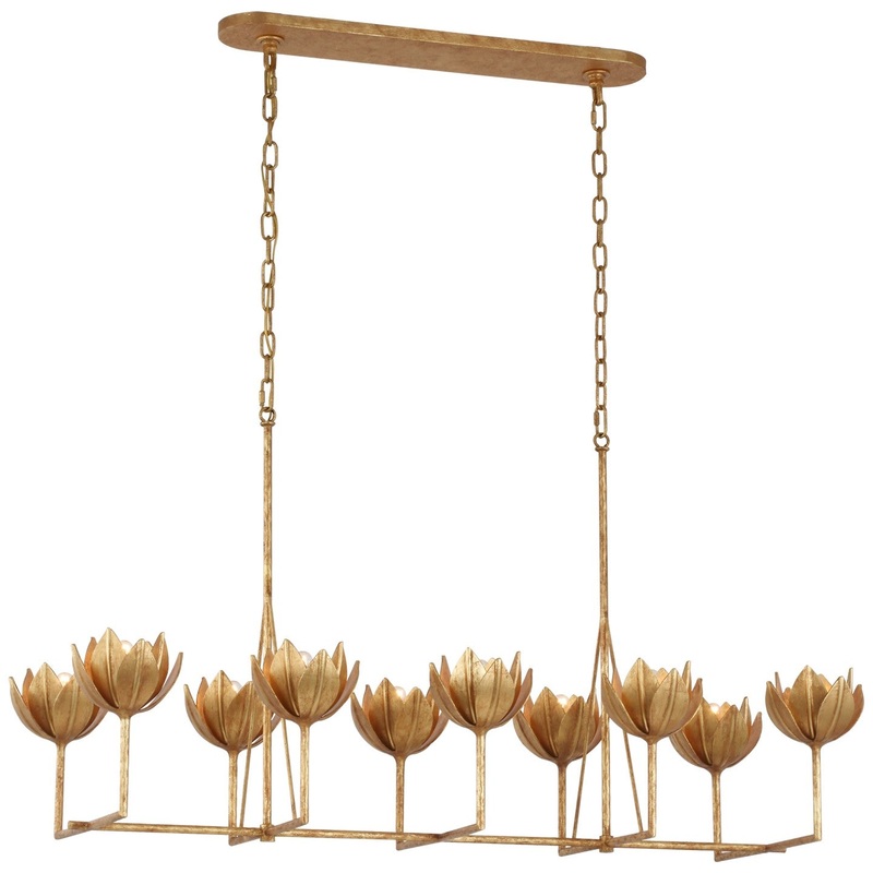 LED Linear Chandelier from the Alberto Collection in Antique Gold Leaf Finish by Visual Comfort Signature