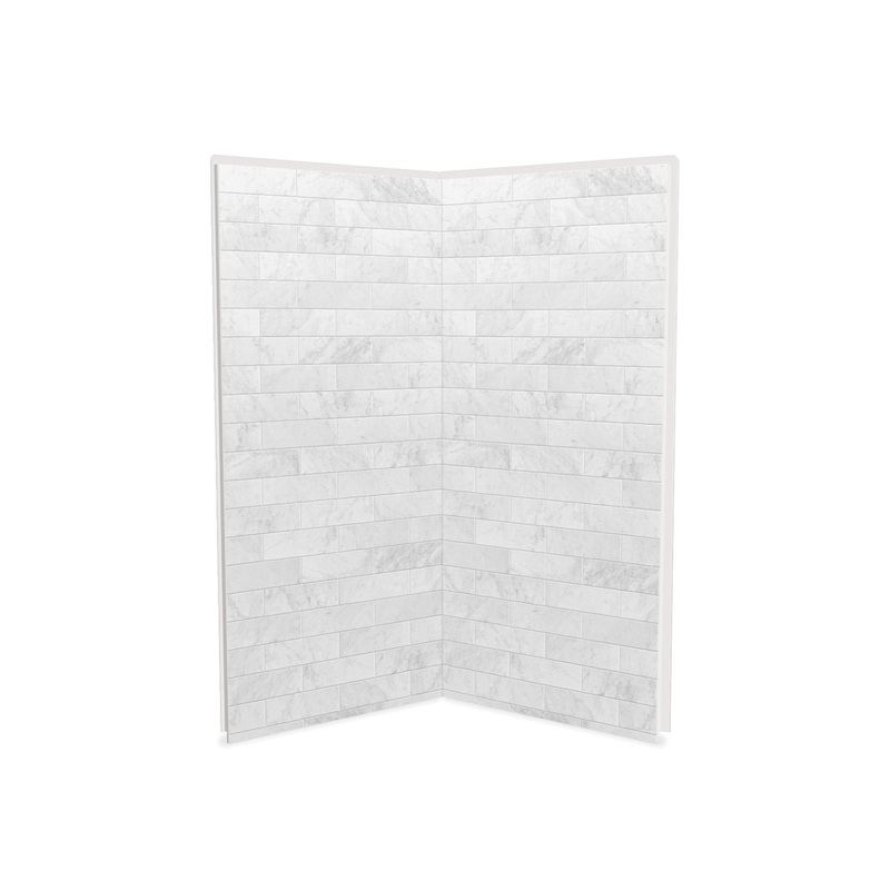 MAAX 103388-307-508 Utile 3636 Composite Direct-to-Stud Two-Piece Corner Shower Wall Kit in Marble Carrara