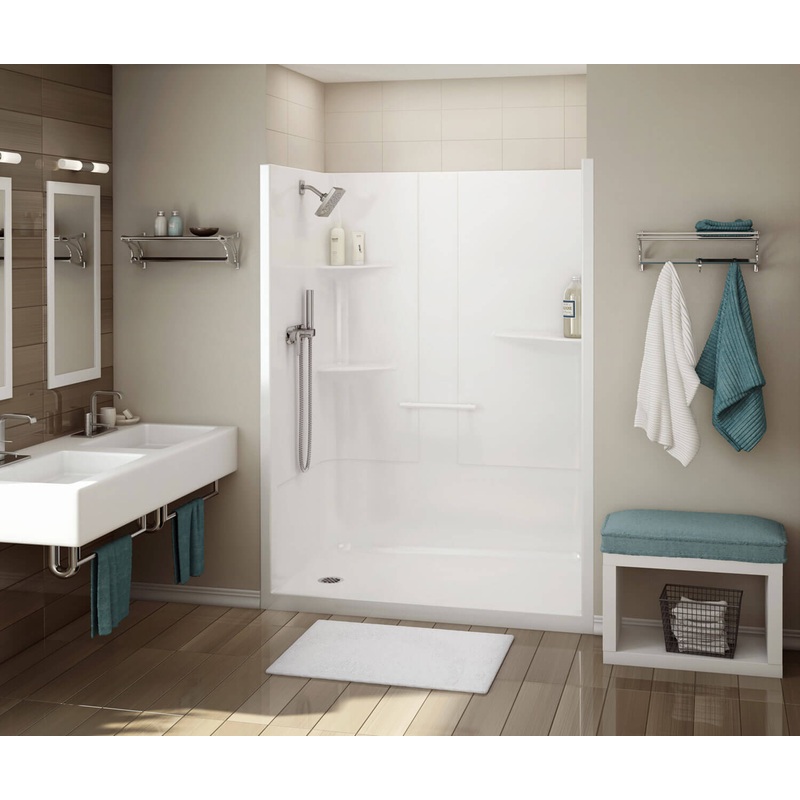 MAAX 107003-NC-000-001 ALLIA SH-6034 Acrylic Alcove Center Drain One-Piece Shower in White