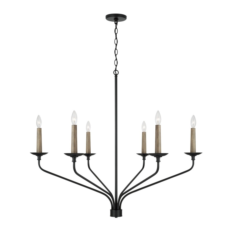 Six Light Chandelier from the Wilder Collection in Matte Black Finish by Capital Lighting
