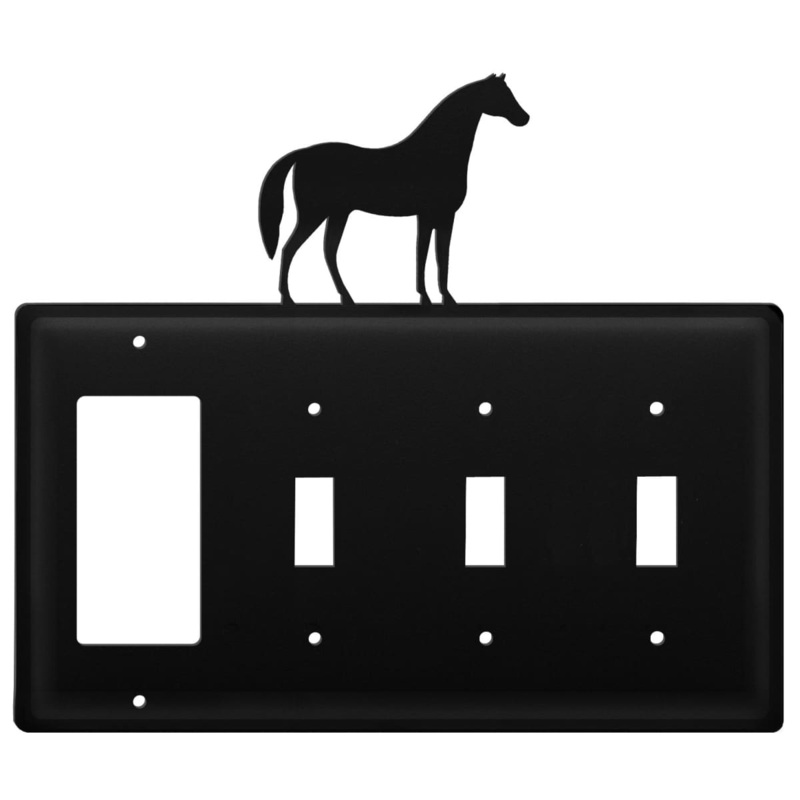 Village Wrought Iron EGSSS-68 Quad Horse Single GFI and Triple Switch Cover CUSTOM Product