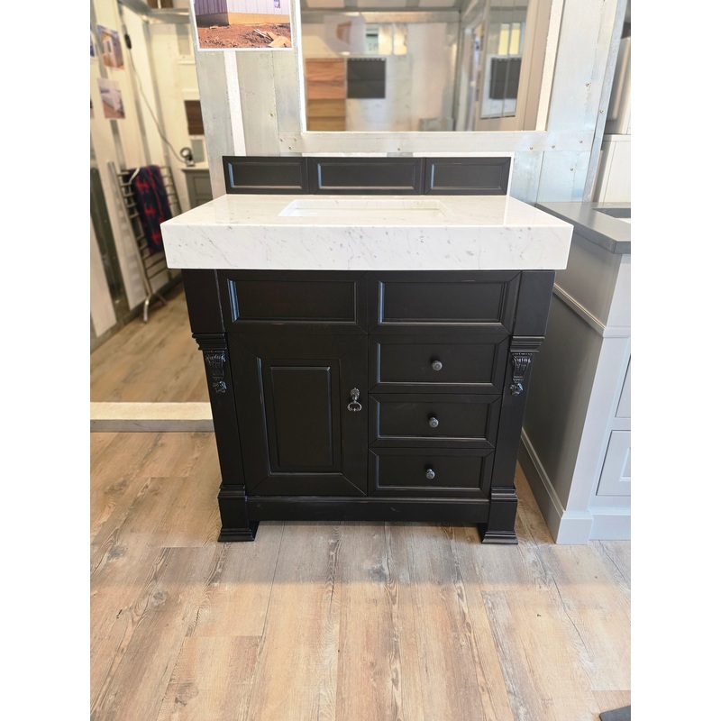 37″ Black James Martin Vanity Set with Marble Top