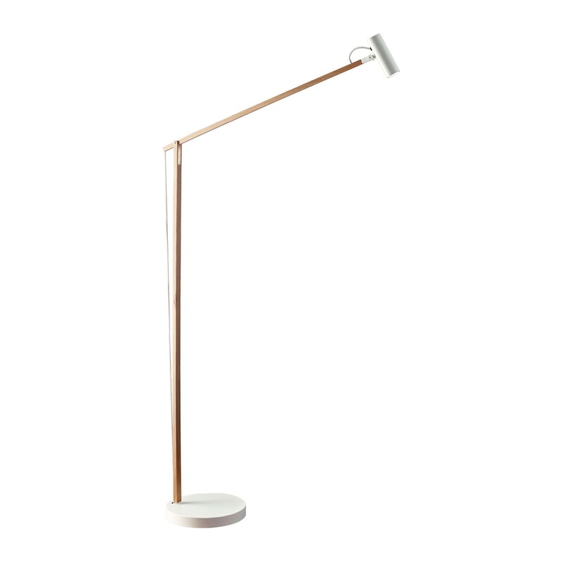 ADS360 Crane LED Floor Lamp Natural Ash Wood/White