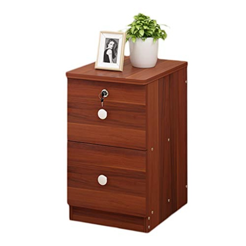 Comodino Assemblea Domestica Piccolo Mini Comodino Locker con la Serratura Storage Box corridoio Laterale Tabella Camera Studio XMJ (Color : Red Walnut, Size : 20X39X50cm)
