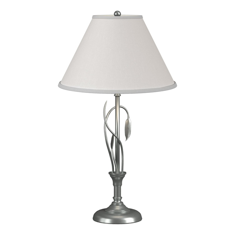 Forged Leaves and Vase Table Lamp Vintage Platinum