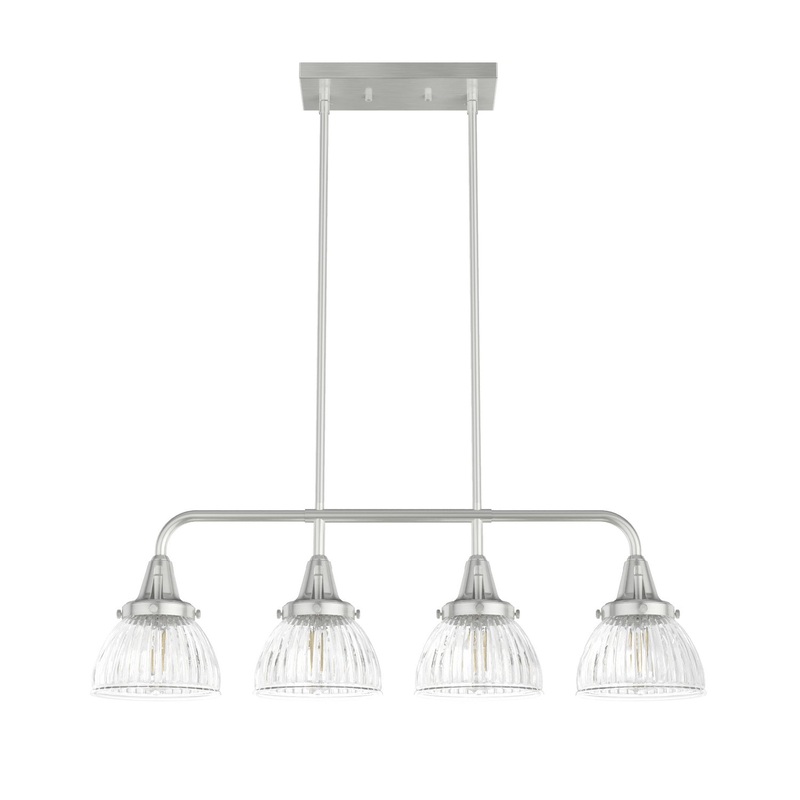 Four Light Linear Chandelier from the Cypress Grove Collection in Brushed Nickel Finish by Hunter