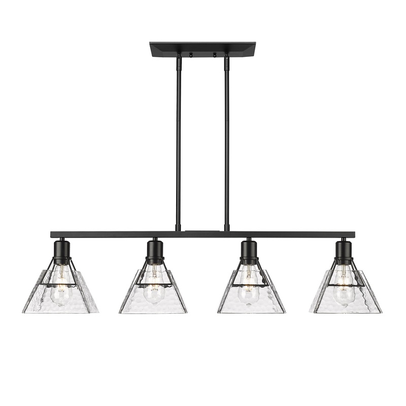 Kepler Linear Pendant in Matte Black with Water Glass Shade