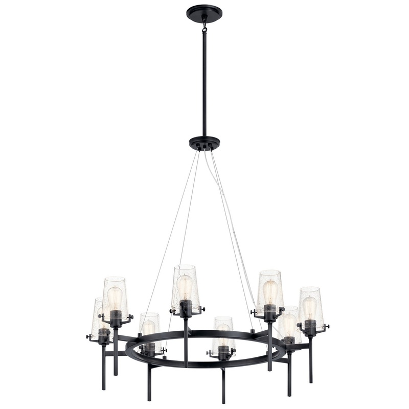 Kichler 43695BK Eight Light Chandelier, Black