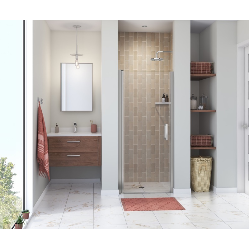 MAAX 138263-900-084-101 Manhattan 29-31 x 68 in. 6 mm Pivot Shower Door for Alcove Installation with Clear glass & Square Handle in Chrome