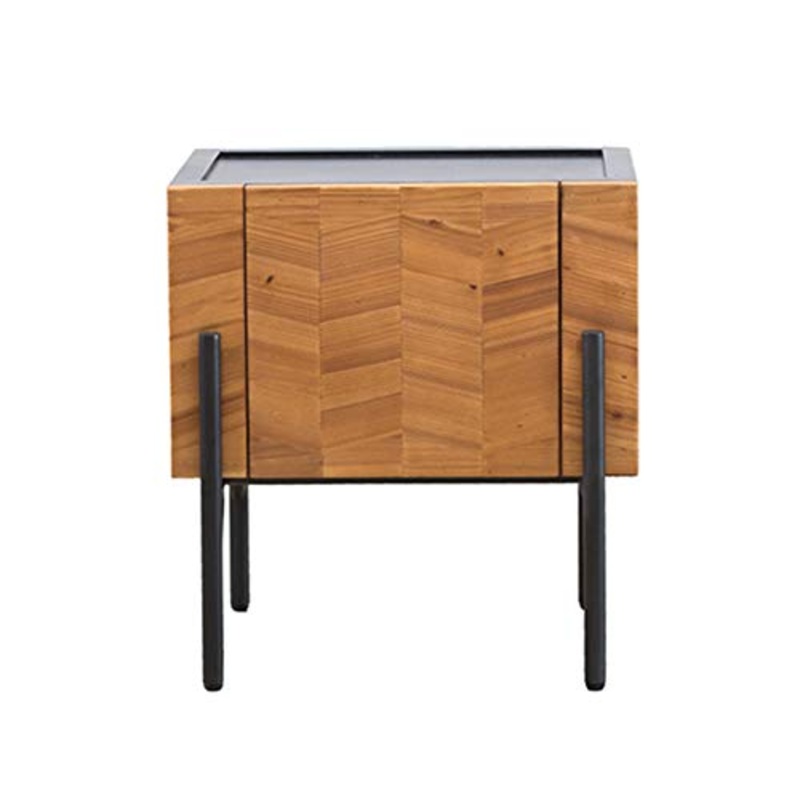 MHUI Comodino Comodino con 2 cassetti e Anta a doghe per Camera da Letto Piccolo Spazio